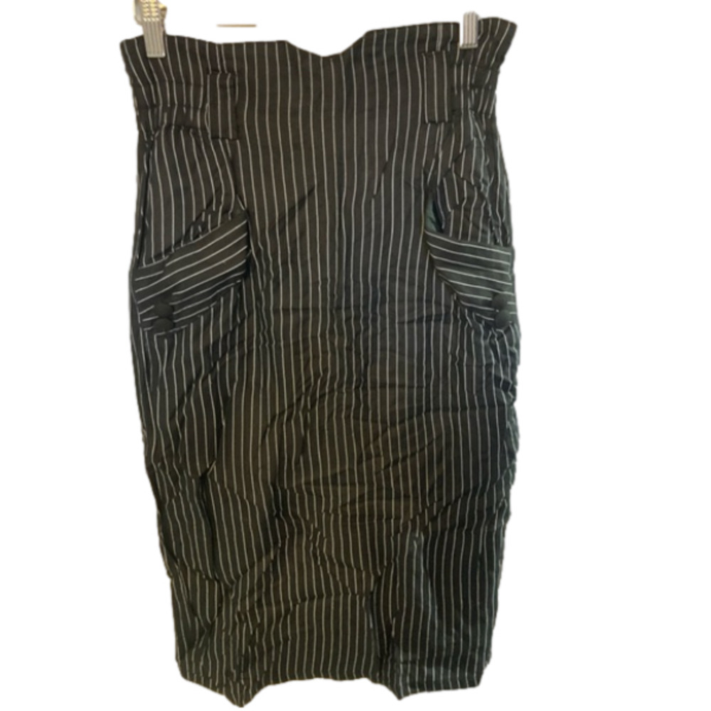 Vintage black White stripes pencil skirt